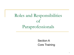 Roles and Responsibilities of Paraprofessionals