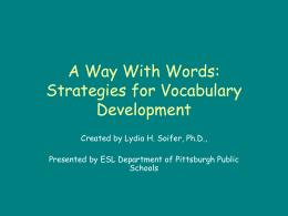 A Way With Words: Strategies for Vocabulary …