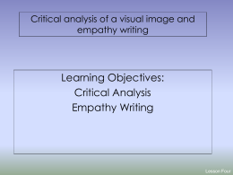 Lesson Six- critical analysis of a visual image and
