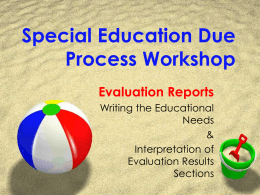 Special Education Due Process Workshop