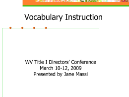 Vocabulary Instruction - West Virginia Department of …