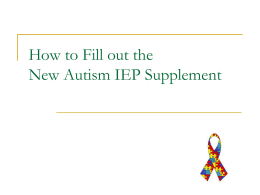 New Autism IEP Supplement