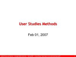 User Studies Methods - Carnegie Mellon University