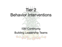 Tier 2 Behavior Interventions