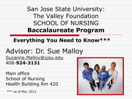 San Jose State University SCHOOL OF NURSING …