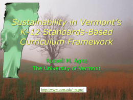 PowerPoint Presentation - Sustainability in Vermont’s K