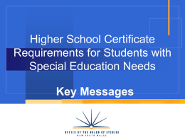 HSC Requirements for Students with Special Education …
