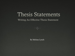 Thesis Statements - MVLA Technical Difficulty
