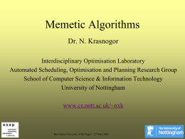 Recent Advances in Memetic Algorithms
