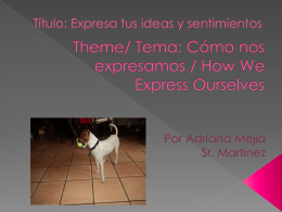 Theme: como nos expresamos/ how we express ourselfs