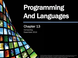 Programming Languages - Lane Community College