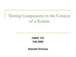 Testing Component Based Software Architecture