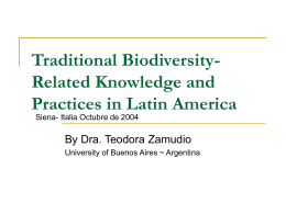 Traditional Biodiversity-Related Knowledge and …