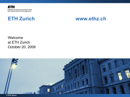 Welcome to ETH Zurich