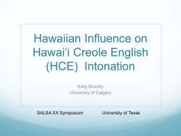 Hawaiian Influence on HCE Intonation