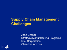 Supply Chain Management Challenges at Intel Corporation