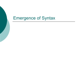 Emergence of Syntax - University of Ottawa