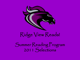 Ridge View Reads 2011 - Richland County School District …