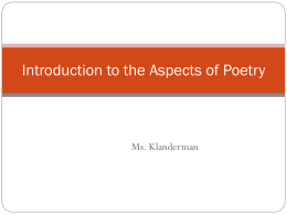 Introduction to Reading and Understanding Poetry