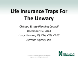 Life Insurance Traps for the Unwary.Larry Herman.121713