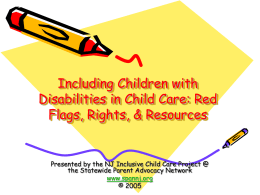 New Jersey Inclusive Child Care Project The New Jersey