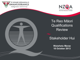Māori Qualifications Services Presentation to The Māori
