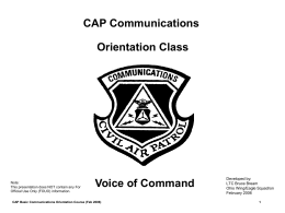 CAP Communications Orientation Class