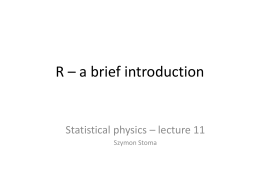 R – a brief introduction