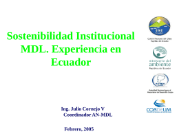 Sostenibilidad Institucional MDL: Experiencia en Ecuador
