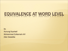 EQUIVALENCE AT WORD LEVEL 2.3 The Problem of Non …