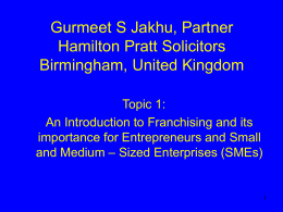 Slides Topic 1 Franchising & SMEs
