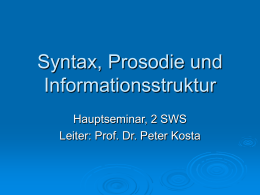 Syntax, Prosodie und Informationsstruktur