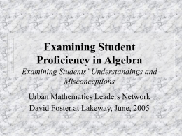 Assessing Student Proficiency in Algebra Examining