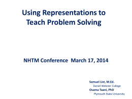 Using Representations to Teach Problem Solving