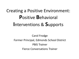 RTI for Social Behavior: Positive Behavioral Interventions