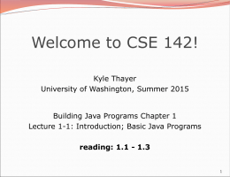 Building Java Programs - University of Washington