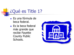 What is Title 1? - Wellington Elementary School
