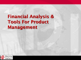 Financial Analysis & Tools For Product Management