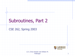 Subroutines, Part 2