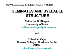 Geminates and Syllable Structure
