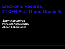 Electronic Records, 21 CFR Part 11