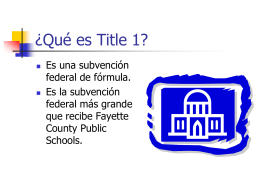 What is Title 1? - Yates Elementary School