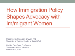 How Immigration Policy Shapes Advocacy with …