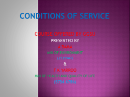 CONDITIONS OF SERVICE