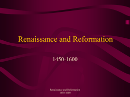 Renaissance and Reformation - Markville Secondary School