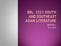 BBL 3221 SOUTH AND SOUTHEAST ASIAN LITERATURE