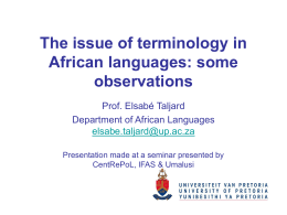 The issue of technical terms in African languages: myths