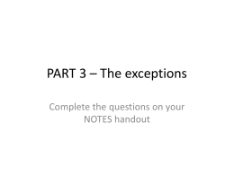PART 2 – The exceptions