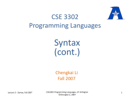 CSE 3302 Programming Languages