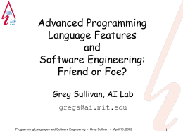 Programming Languages and Software Engineering